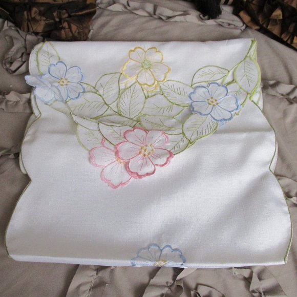 long cutwork floral table runner